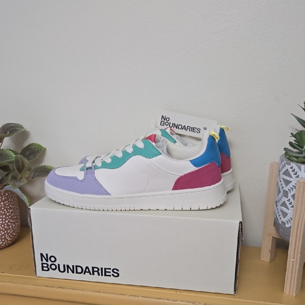 No Boundaries Women's Sneakers - White, Purple, Pink, Blue. Size 8. NIB.
